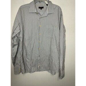 Ben Sherman Thin Stripe Long Sleeve Button Up Cotton Shirt Size 17-1/2 36-37
